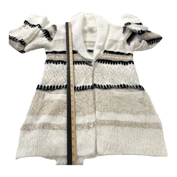 G.H. Bass & Co Size S Sweater Black, Tan and Cream Snap Cardigan Cowl Neck - Picture 11 of 15